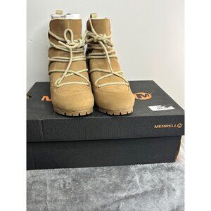 Merrell Moab Wedge Polar booties women’s Sz 7.5 camel color lace up booties